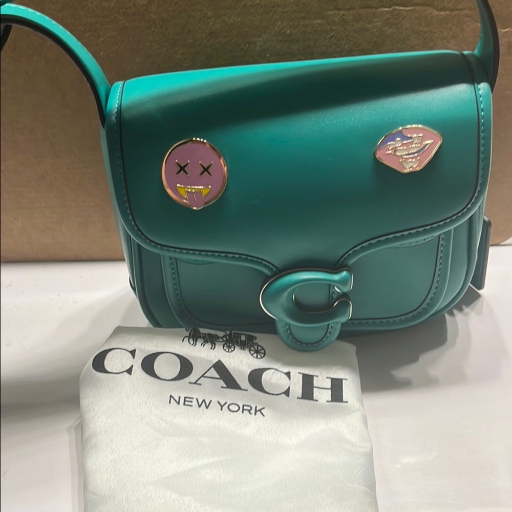 NWOT Coach Teal Crossbody Bag with Structured Design